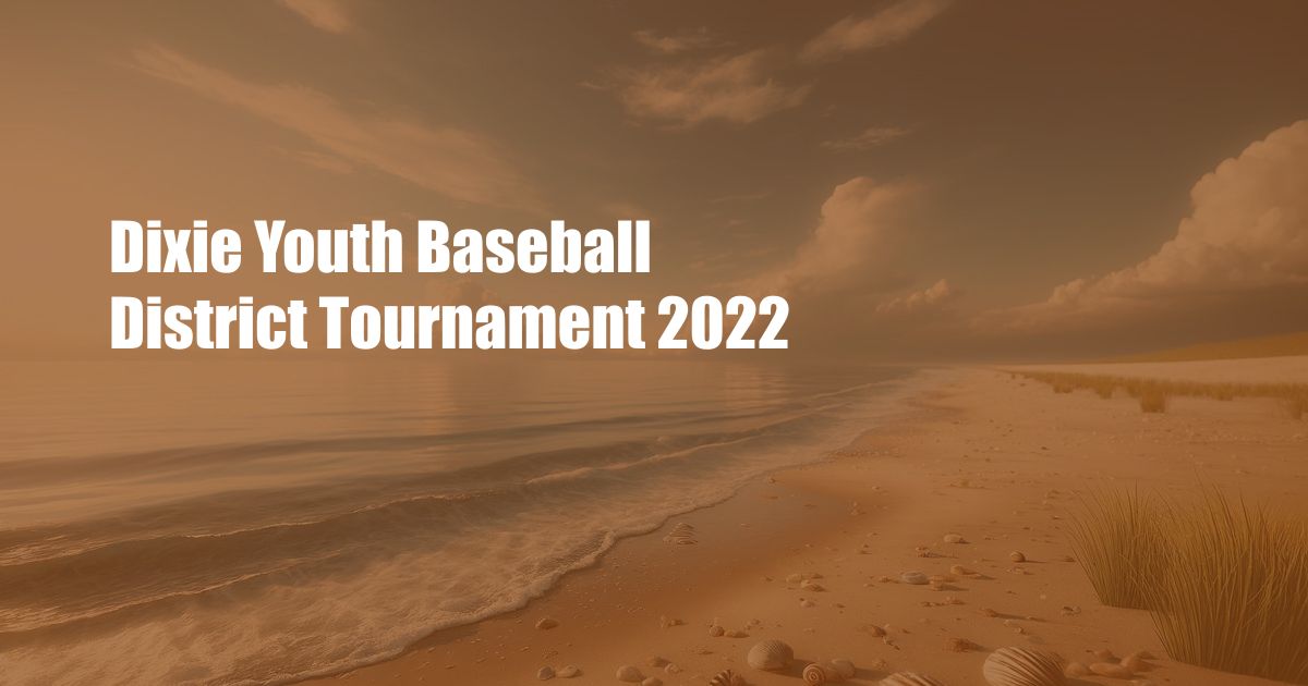 Dixie Youth Baseball District Tournament 2022