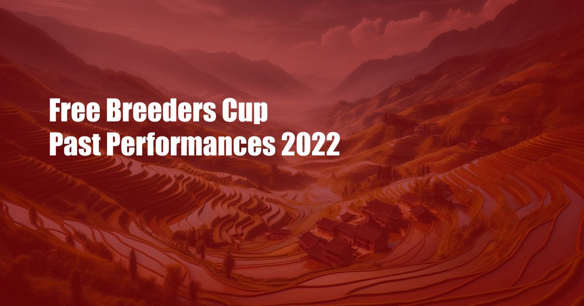 Free Breeders Cup Past Performances 2022