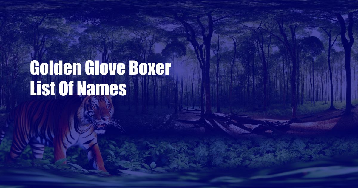 Golden Glove Boxer List Of Names