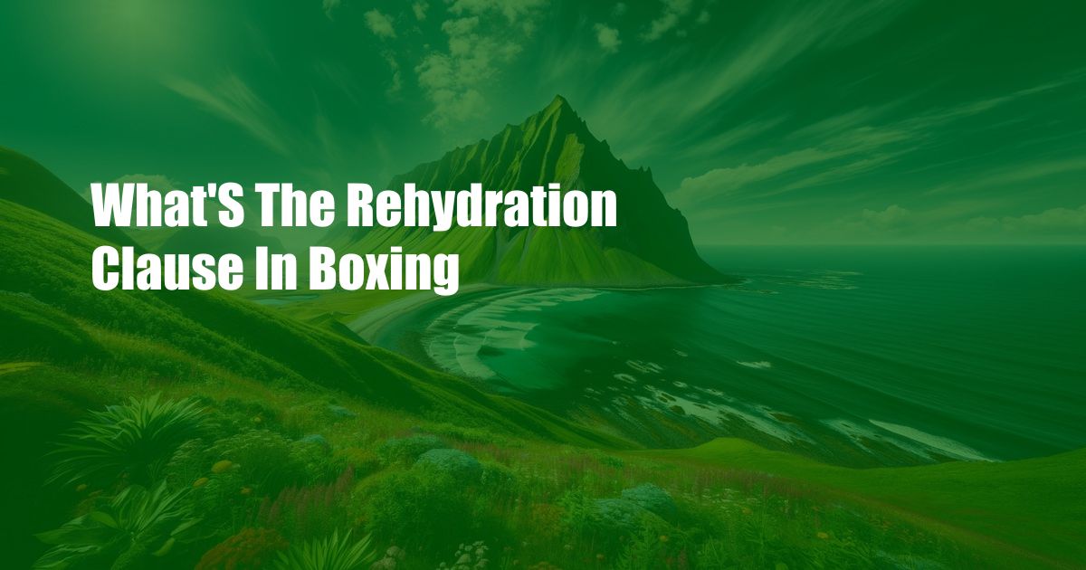 What'S The Rehydration Clause In Boxing
